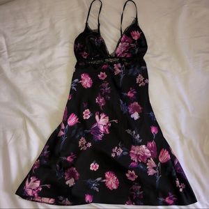 Victoria’s Secret Floral Black Slip Dress Satin